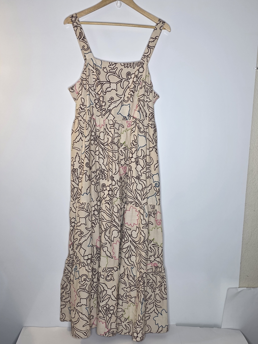 Knox Rose Cream and Brown floral smocked midi dress Size XL Great condition